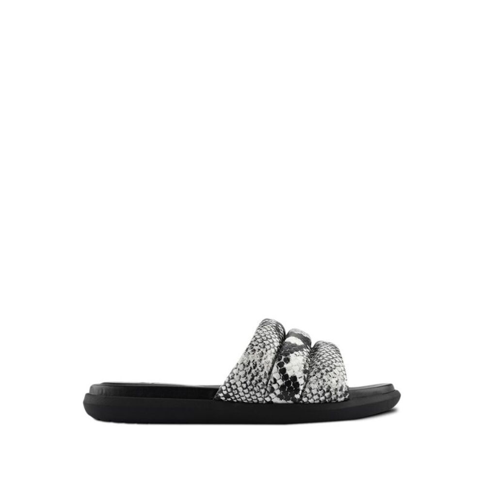 MARC FISHER Womens Black Snake Yessy Platform Slip On Leather Slide Sandals 7 M - Picture 3 of 4